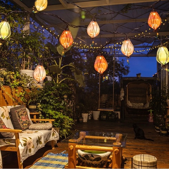 Boho Lantern Moroccan Lanterns STRING LIGHTS Holiday Christmas - Picture 2 of 6